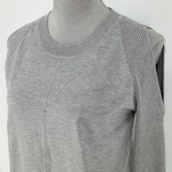 Karl Lagerfled Sweater Womens Small Gray Bell Sleeves Bows Cold Shoulder - Picture 8 of 14